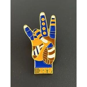 Sigma Gamma Rho Brooch Hand Sign Blue and Gold